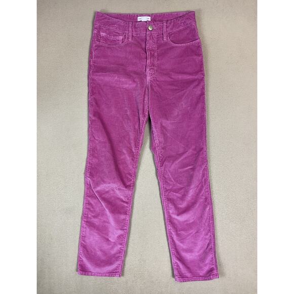 Good American Pants Womens 4/27 Pink Corduroy Slim Straight Mid Rise Zip Fly - Picture 1 of 12